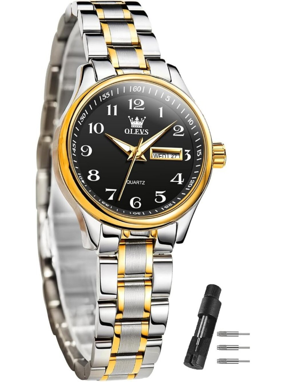 Women’s Black Silver Gold Stainless Steel Elegant 3ATM Waterproof Quartz Watch